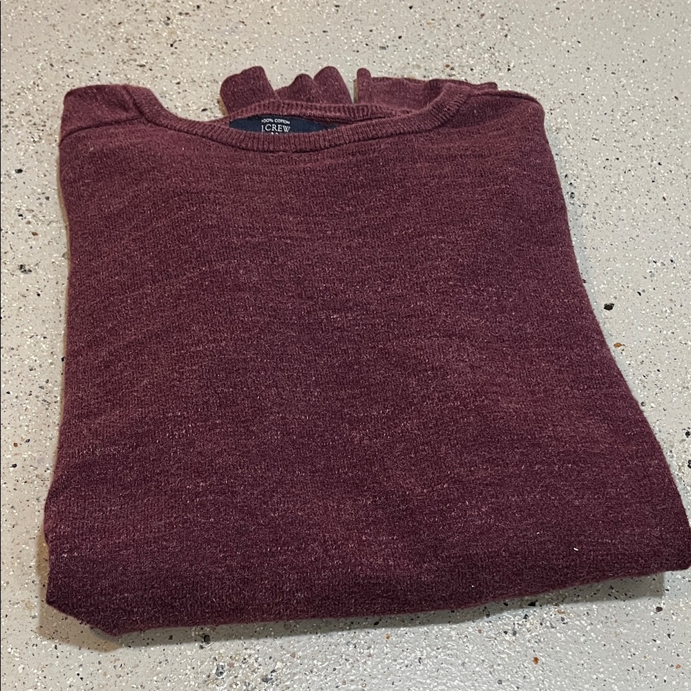 J. CREW FACTORY MENS LIGHTWEIGHT COTTON CREWNECK KNIT SWEATER DARK RED SIZE L